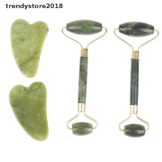 trendystore2018 rodillo de masaje de jade natural + guasha board spa rascador piedra masajeador facial conjunto mx