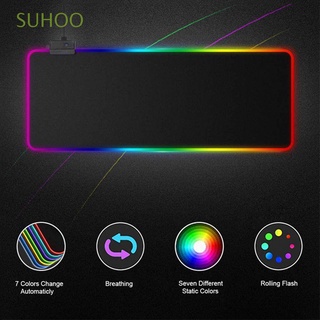 SUHOO Super grande Formato RGB Grande Juego Mouse pad Diodo emisor de luz Brillante Antideslizante Almohadilla de teclado y ratón PC portátil Colorido Brillante