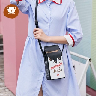 ALEGRIA PU Leather Strawberry Long Strap Phone Bag Milk Box Bag Shoulder Bag Wallet Handbag For Girls Women Cross Body Purse/Multicolor