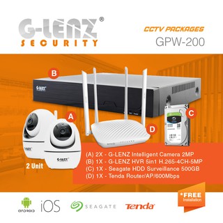 Paquete de G-lenz seguridad CCTV 2Pcs Wifi Ip Cam Dvr 5Mp Ai detección facial - Gwp 200