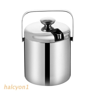 HALCY Double-Wall Stainless Steel Insulated Ice Bucket with Lid Tong Handle for Home Bar Chilling Beer Champagne Wine