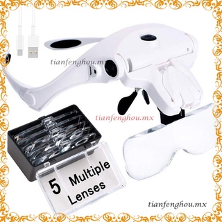 Magnifying Glasses USB LED Light Lamp Head Loupe Jeweler Headband Magnifier[\(^o^)/]