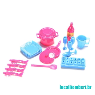 () 18 unids/set mini vajilla de cocina para barbies niños juego casa juguetes color aleatorio (5)
