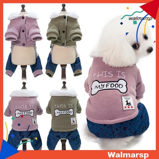 [Wmp] invierno espesar hueso bordado de cuatro patas abrigo de algodón ropa de perro disfraz de mascota