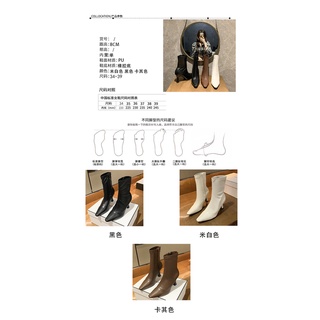Botines puntiagudos para mujer2021Nuevo Otoño e Invierno botas de tacón de aguja con forro polar que combinan con todo a la moda de tacón alto Chelsea (6)