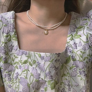 Collar para mujer de imitación de Perlas creativas con cadena de clavícula, colgante de perlas barrocas retro (1)