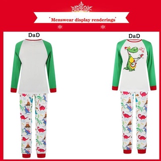 Navidad familia coincidencia pijamas conjuntos de dibujos animados dinosaurio impresión ropa de dormir papá mamá conjunto bebé mameluco de la familia coincidencia de ropa (3)