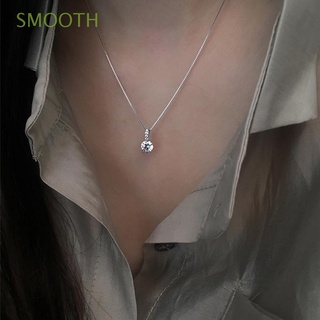 SMOOTH Mujer Clavícula Chian De moda Cuenta redonda Collar de circón AAA Plateado Elegante Brillante Colgantes Joyería Diamante Gargantilla