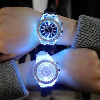 Led luminoso reloj luminoso rhinestone Harajuku coreano coreano moda tendencia masculina y femenina estudiante pareja reloj de jalea.