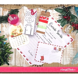 Kit Querido Santa Claus - Carta + sobre + caja para galletas + calendario diciembre sticker + washitape