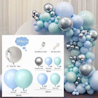 tyuh macaron azul menta pastel globos guirnalda arco conjunto 103pcs cinta diy cumpleaños (5)