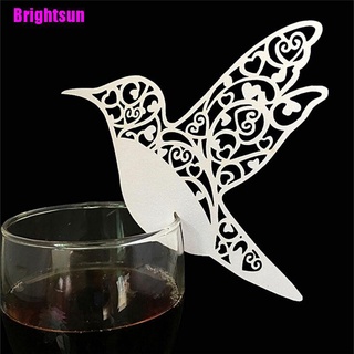 [Brightsun] Hot Bird boda nombre lugar tarjetas para copa de vino corte láser en tarjeta nacarada (6)