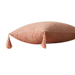 vulnerable color sólido algodón lino borla cojín funda de almohada hecha a mano funda de almohada decoración del hogar respaldo (6)