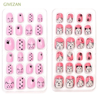 GIVEZAN Detachable Child False Nails Press On Nail Fake Nails Wearable Artificial Manicure Tool Full Cover Kids Nail Tips
