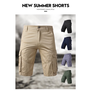 Pantalones cortos de verano para hombre de carga de trabajo Multi Bolsillos Casuales Bermudas Masculino Diario de moda Ropa de algodón 2021