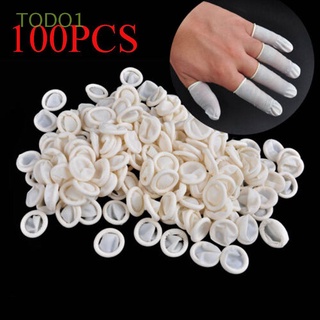 TODO1 100PCS Natural Finger Cover Desechables Guantes de goma Finger Cots Protectores de dedo Herramienta del arte del clavo Antideslizante LaTeX Protector guantes