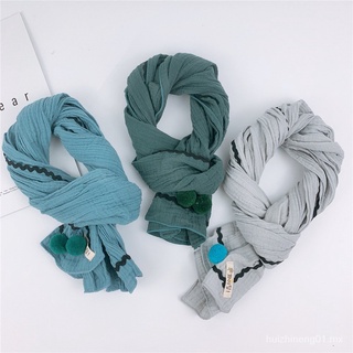 ❤️MISS XU❤️2021Otoño e Invierno de Color sólido de algodón y lino bufanda para niños cálida bufanda para niños y niñas coreano todo-fósforo Simple babero para bebé❤️ ySTK
