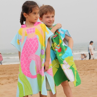 Toalla de playa para niños, niñas, sirena con capucha, toalla de baño, toalla de piscina con capucha, 70 cm (3)