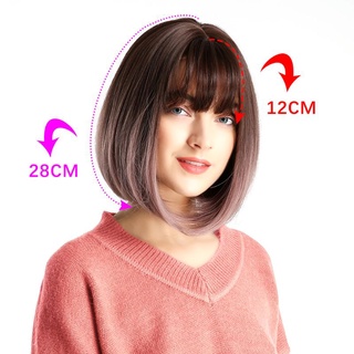 s.mx peluca de las mujeres con flequillos bob peinado moda recta pelo corto cosplay señora anime negro marrón mezclado fibra de alta temperatura (4)