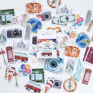 46 Uds., Pegatinas decorativas de viaje para una persona, pegatinas adhesivas, decoración, pegatinas de papelería para diario