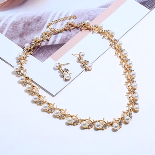 regalos de imitación perlas collar pendientes conjunto de accesorios boda gota pendientes