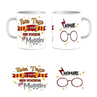 Taza blanca Harry Potter personalizada con un Nombre Muggles