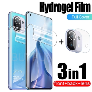 Película de hidrogel 3 en 1 para Xiaomi MI 11, película protectora de lente de cámara de 6,81 pulgadas, no cristal