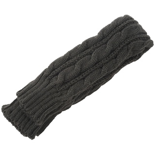 moda invierno mujeres hombres guantes uni brazo calentador largo sin dedos manopla de punto gris oscuro 50 cm (3)