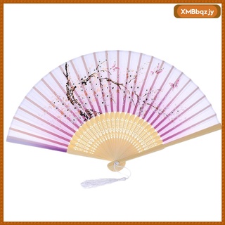 [bqzjy] ventilador plegable de mano de bambú de seda con favor de boda con favores de fiesta