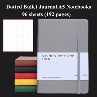 cuadernos bullet journal tamaño a5 papel punteado, 192 páginas, funda de cuero, papel blanco marfil 100 g/m2, planificador hecho a mano