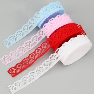 (20 yards/roll) 15mm white lace webbing decorated with embroidery ribbon DIY craft sewing