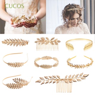 CUCOS Golden Leaves Hair Bands Hair Combs Hair Hoop Bride Headbands Hair Jewelry Headwear Tiara Retro Wedding Hair Crown