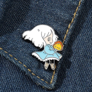 Howl's Moving Castles Hard esmalte Pin lindo de dibujos animados mágico mago medalla broche joyería Miyazaki Hayaos Anime Fans regalo