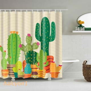 halcy tropical cactus cortina de ducha impermeable tela decoración de baño con 12 ganchos