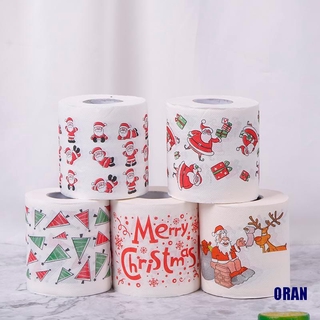 (ORAN)Christmas Table Napkin Home Santa Claus Bath Toilet Roll Paper Xmas Decor Tissue