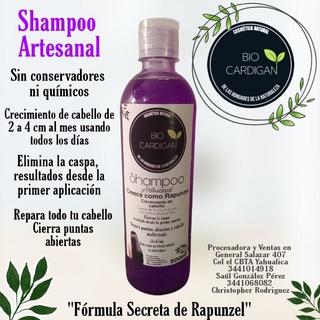 Shampoo Rapunzel Artesanal Para crecimiento, Reparación y Elimina caspa (2)