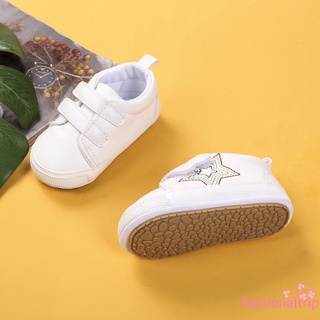 RL-Kids zapatos, Star bordado suela suave zapatos de caminar Prewalker calzado para primavera otoño, blanco/negro, 0-12 meses