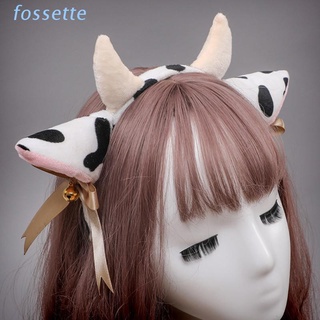 FOS felpa orejas de vaca diadema con campanas cinta arco Anime Lolita Cosplay Hair Hoop