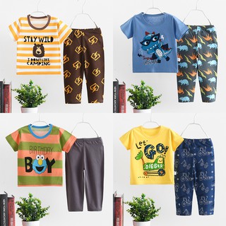 2020 venta caliente moda niños ropa conjunto de manga corta camisa+pantalones largos para niños