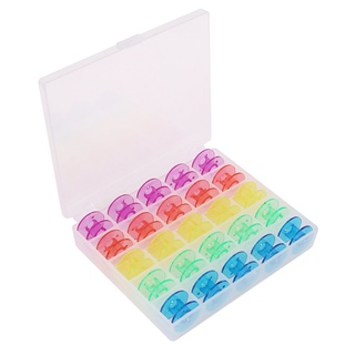 Zong 25 carretes de plástico coloridos para máquina de coser con 2 bobinas de hilo de bordado, caja de almacenamiento (9)