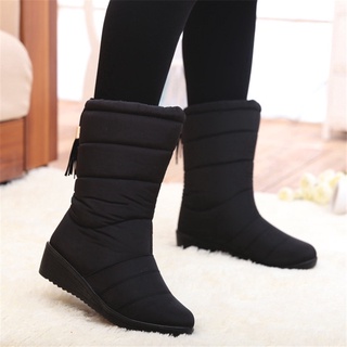 botas de nieve de lluvia para mujer/zapatos de invierno cálidos impermeables/piel sintética forrada de borla nueva (1)