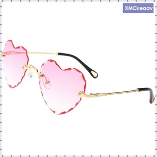 Preciosos lentes de sol sin montura para mujer en forma de corazón UV400 lindos lentes de sol de colores degradados