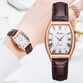Relojes simples para las mujeres pulsera de cuero correa Oval de cuarzo señoras reloj de las mujeres reloj de pulsera Relogio Feminino marrón reloj