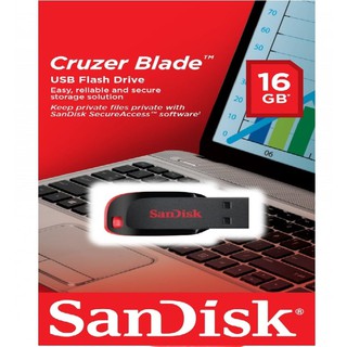 MEMORIA SANDISK 16GB USB 2.0 CRUZER BLADE Z50 NEGRO C/ROJO SDCZ50-016G-B35 PC LAP MAC PLASTICO CEL