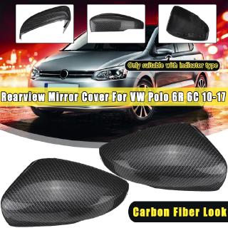 ACE Pair Carbon Style Door Wing Caps Rearview Mirror Cover For VW Polo 6R 6C 2010-17 (2)