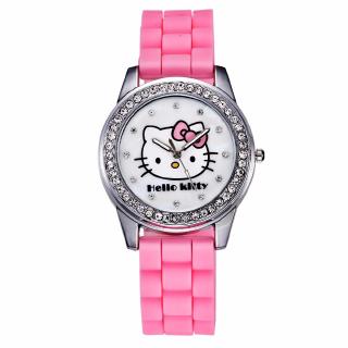 Hello Kitty reloj de pulsera de silicona Casual de cuarzo para mujer
