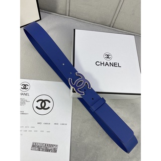 Chanel/Azul Cuero CC Hebilla De Metal 3.0cm Cinturones Mujer 431032