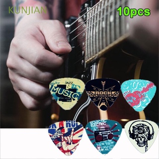 kunjian 10 pzs púas de metralla patrón de plectrums para guitarra rock gestos acústicos mixtos/celuloide folk eléctrico/multicolor