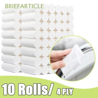 Breveartículo 4 capas de papel higiénico suave toalla de baño papel higiénico tejido de baño 10 rollos blanco agradable a la piel hogar cómodo toalla de papel