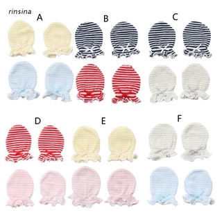 rin 2 pares de guantes de algodón anti rayones para bebés recién nacidos/protección de manoplas para el dedo/otoño/invierno